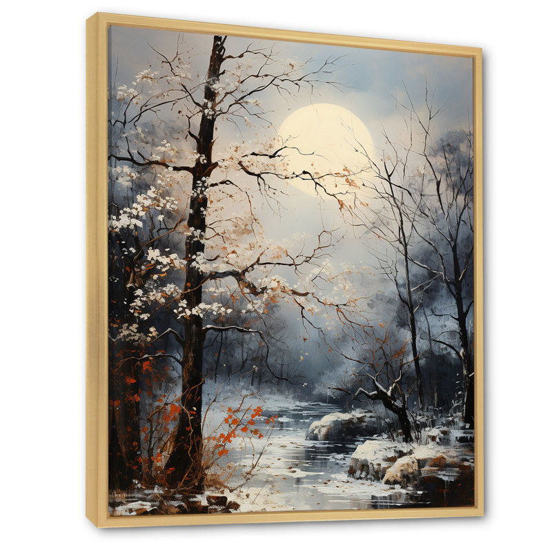 Moonlit Shadows In Winter sur toile, Cadre flottant naturel, H 32 po x l 24 po x P 1 po