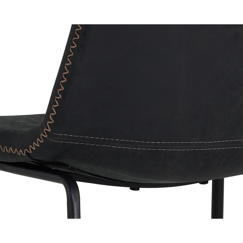 Cal Upholstered Dining Chair, Black Faux Leather