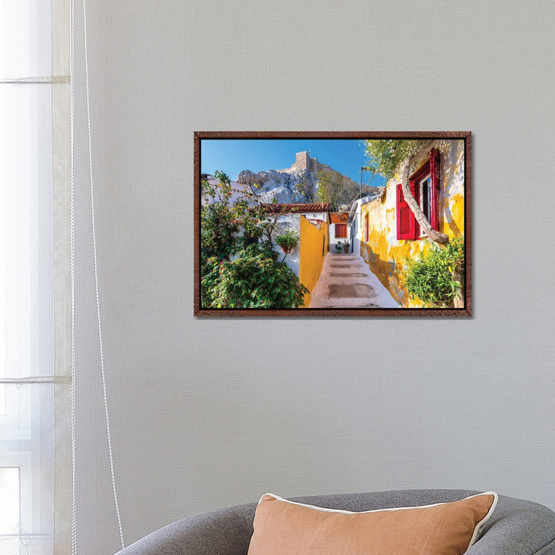 Athens, Greece IX by Nejdet Duzen - Print on Canvas, 66.04 cm H x 45.72 cm W, Classic Brown Wood Framed