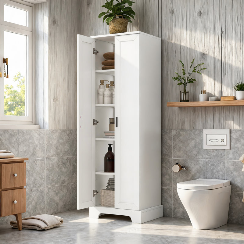Armoire de rangement d'appoint avec tablette réglable, Blanc