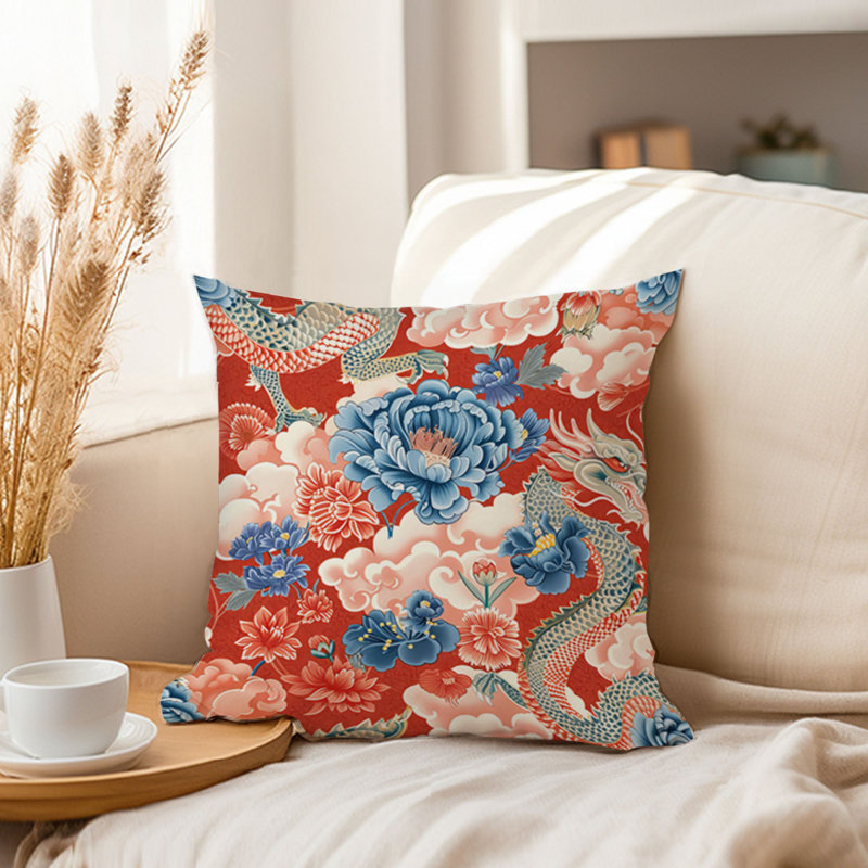 World and Countries Asian Dragon Pattern III, 16"H x 16"W