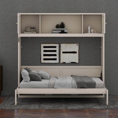 Lit escamotable double avec armoires de rangement
