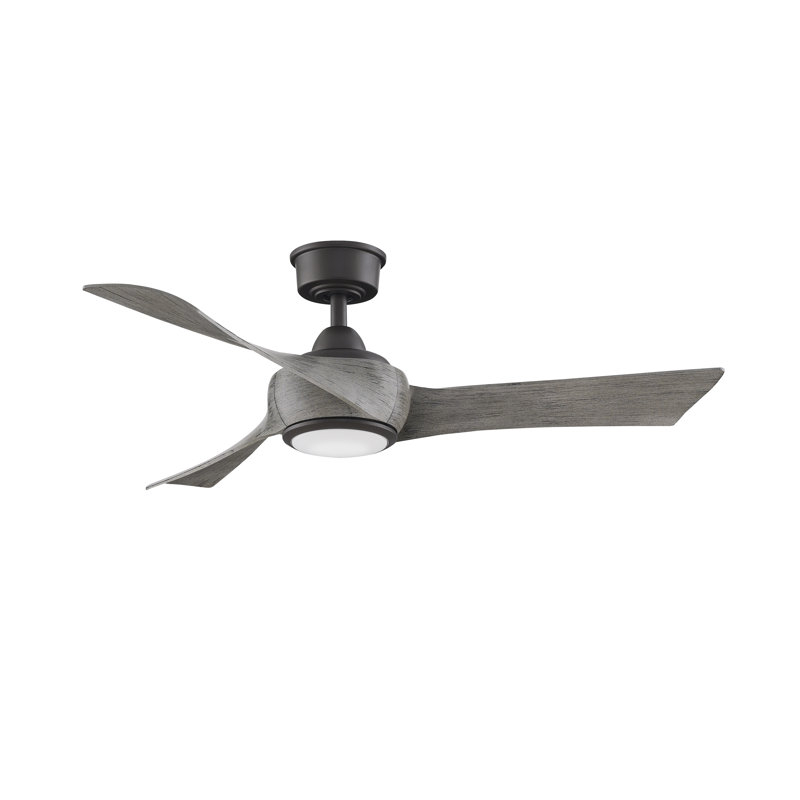 Wrap Custom 48 inch Indoor/Outdoor Ceiling Fan with LED CCT Select Light Kit - Black with Weathered Wood blades, Black