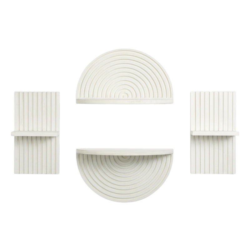  Boho Arched Lunar Ledges Wall Shelf, Modular Wood Floating Display Shelf with Fluted Arch Design for Bedroom, Bathroom, Kitchen & Living Room Decor