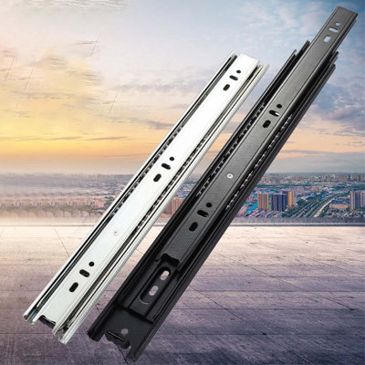 1 Pair 16" Self-Closing Full Extension Drawer Slides, Ball Bearing Mount Runners