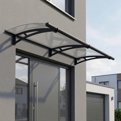 Palram - Canopia Aquila 6' 9" W X 3' D Acrylic Galvanized Steel Convex Door Awning Gray/Clear