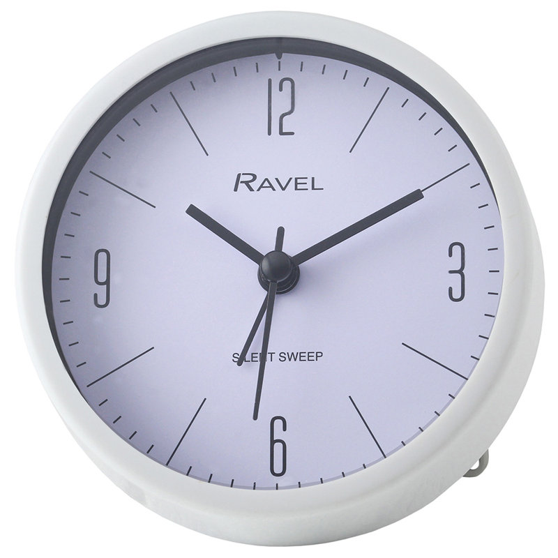Analogue Quartz Movement / Crystal Alarm Tabletop Clock, White
