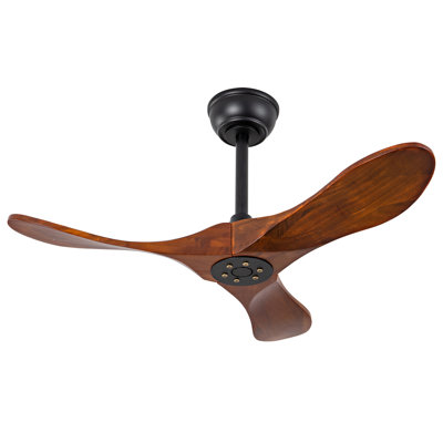 Solid Wood Ceiling Fan, Outdoor, 3 Blade, No Light, For Patio Living Room Bedroom Porch, Remote Control, Water Resistant
