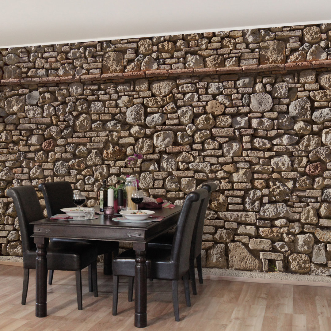 Mediterranean Stonewall 1.9m x 288cm Wallpaper Roll