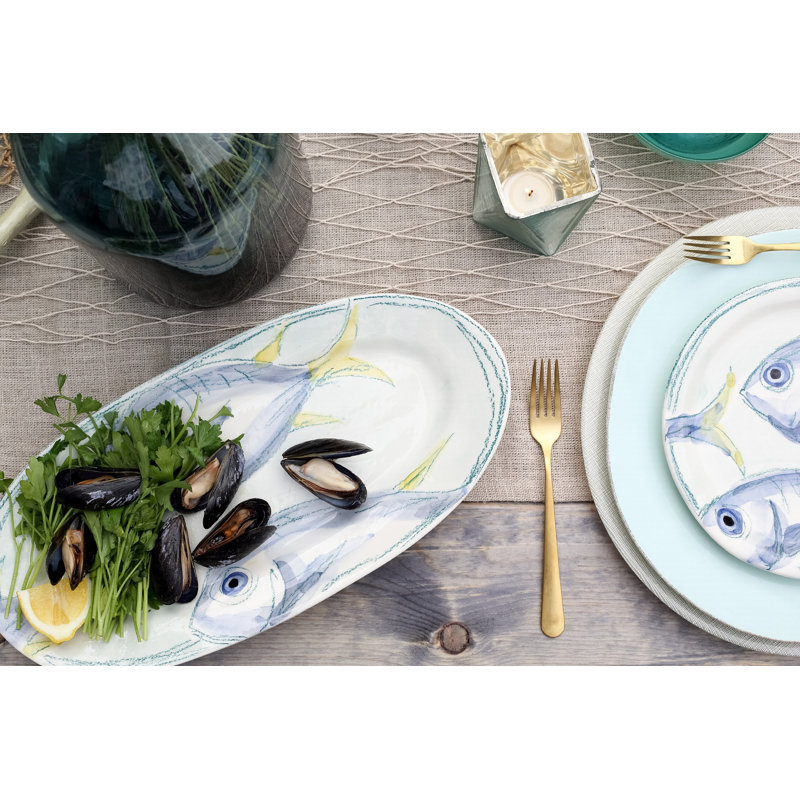 Lastra Handmade Italian Stoneware Dinner Plate, Aqua