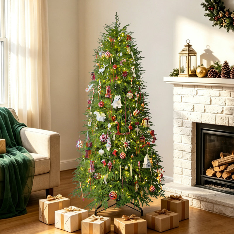 Sapin de Noël artificiel vert naturel, 6.5' H