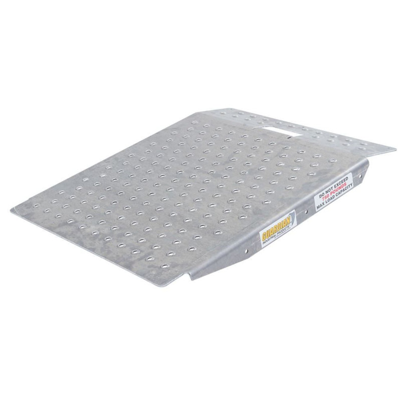 Guardian Heavy Duty Aluminum Shed Ramp, Portable Loading for Mowers, ATV, Silver