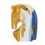 Sculpture tête de cheval en céramique 7,2 x 4,1 x 10,6 po avec finition multicolore abstraite