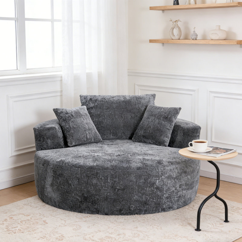 Fauteuil en chenille surdimensionné sans assemblage requis, Gris
