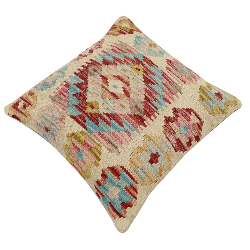 Oreiller rustique en kilim tissé à la main Caballer - 17 po x 18 po Rustic, H 18 po x l 19 po, Rouille / beige turc 5