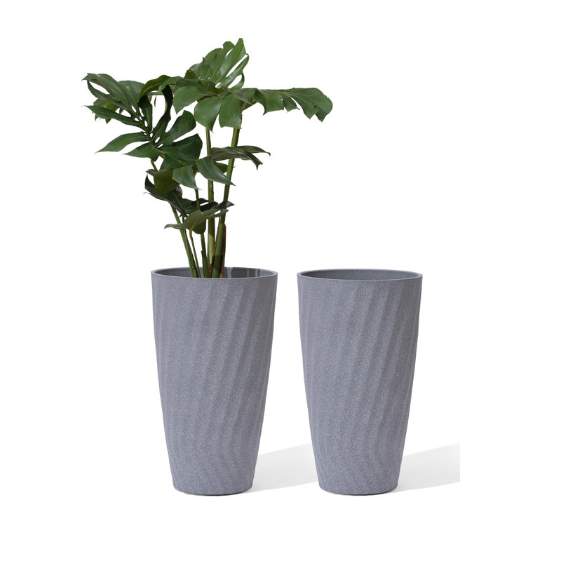 Pot à fleurs en résine Bee, Gris, 2, H 24 po x l 13,8 po x P 13,8 po