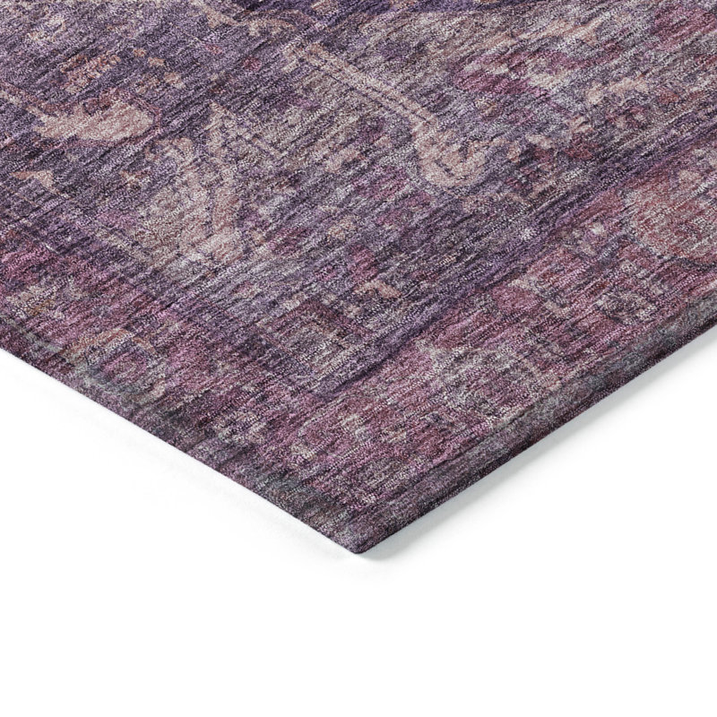Machine Washable Indoor/Outdoor Claudian ACN1240 Eggplant Rug, Rectangle 8' x 10'