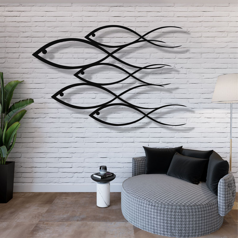 Décoration murale poisson, H 31 po x l 46 po x P 0,6 po