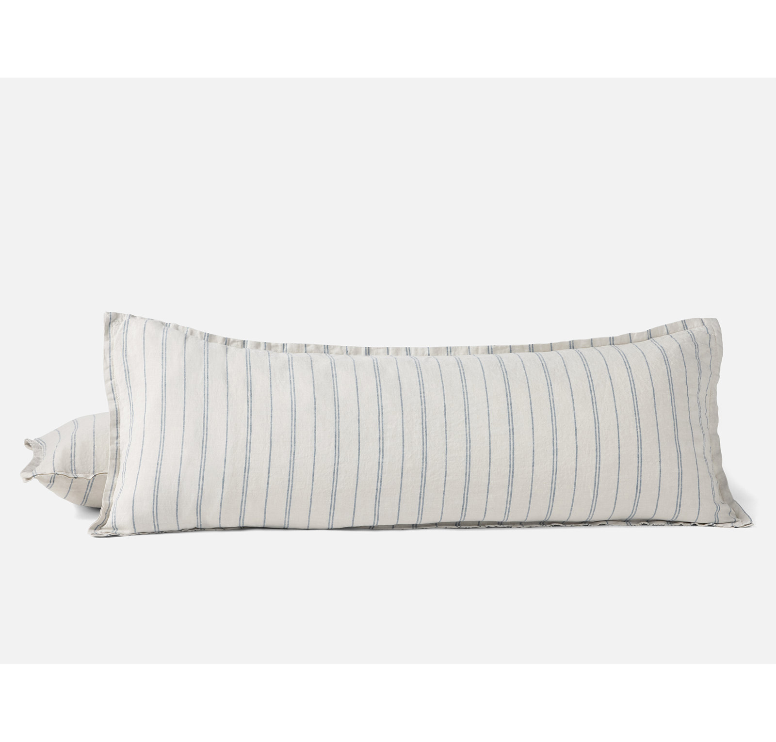 Linen Pillow Cover, Rectangle 14"H x 36"W, Fog Chambray Indigo Stripe