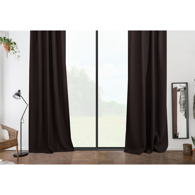 Room Darkening Single Curtain Panel, 130cm W x 295cm H, Black