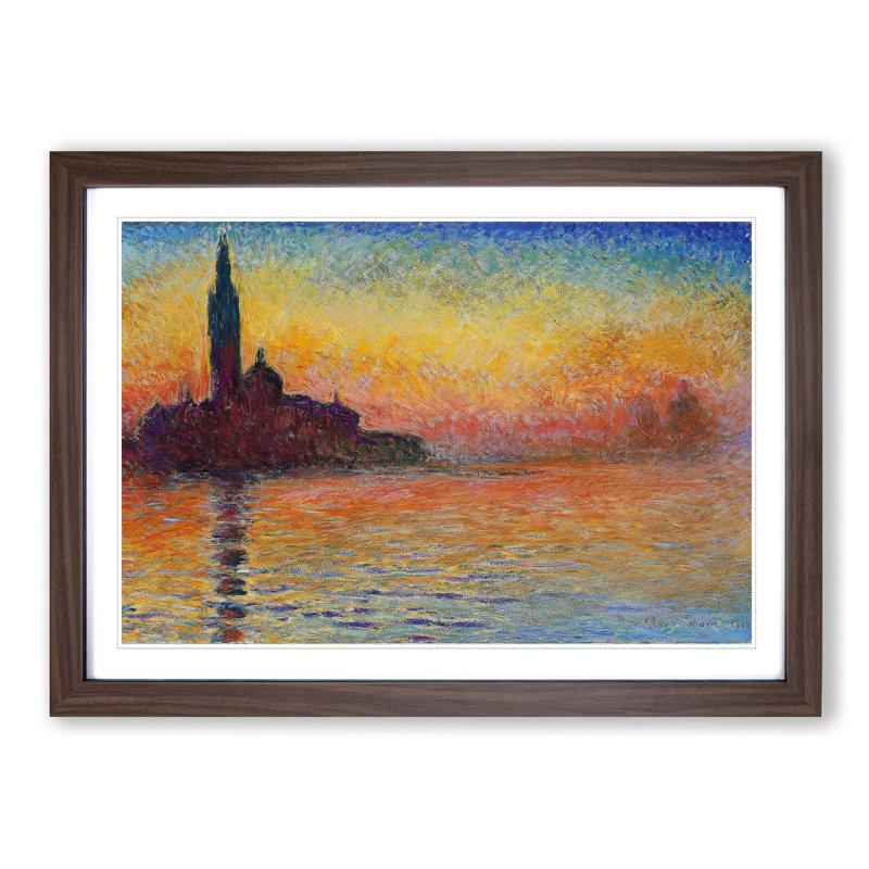 San Giorgio Maggiore at Dusk by Claude Monet - Framed Print, Walnut