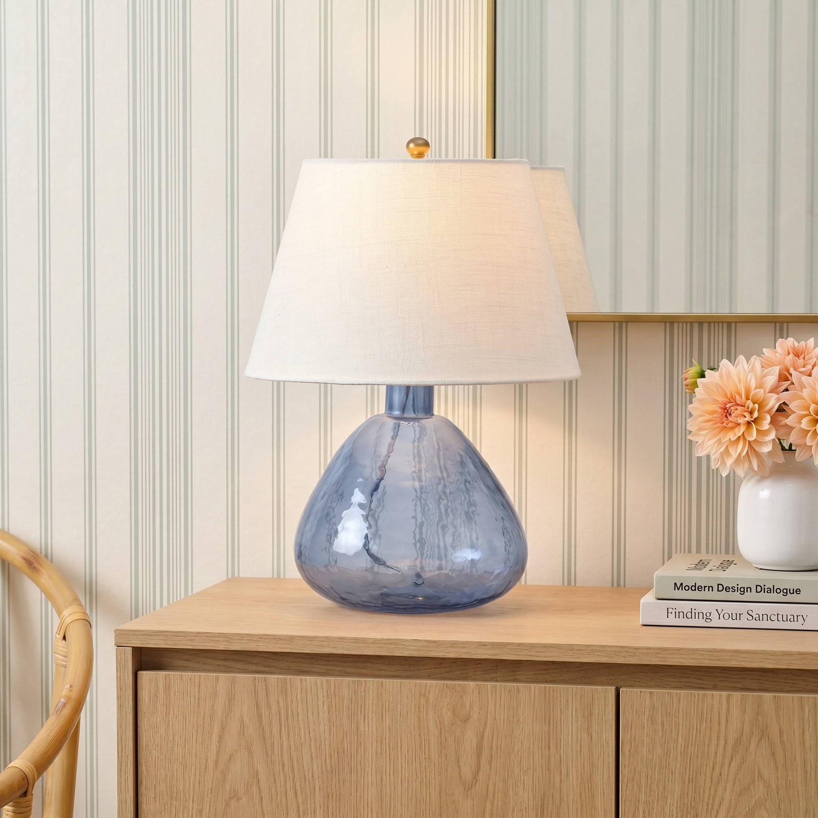 Glass Table Lamp, Blue
