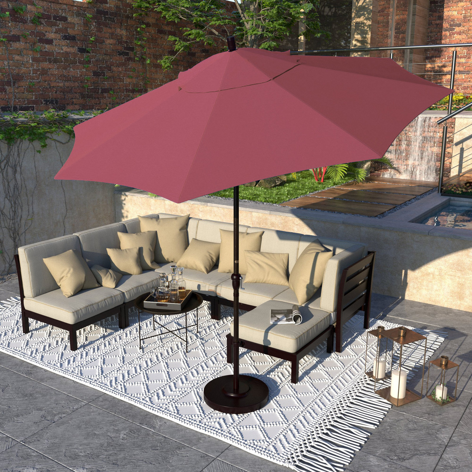 Camry 9' Sunbrella® Market Umbrella, Canvas Hot Pink Sunbrella® Canvas