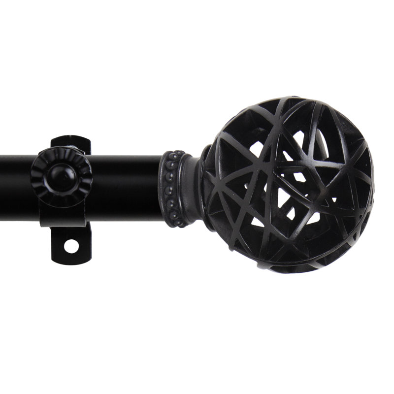 Tringle à rideaux simple à 4 côtés Jalissa, Noir, 18 po à 28 po (chaque côté)