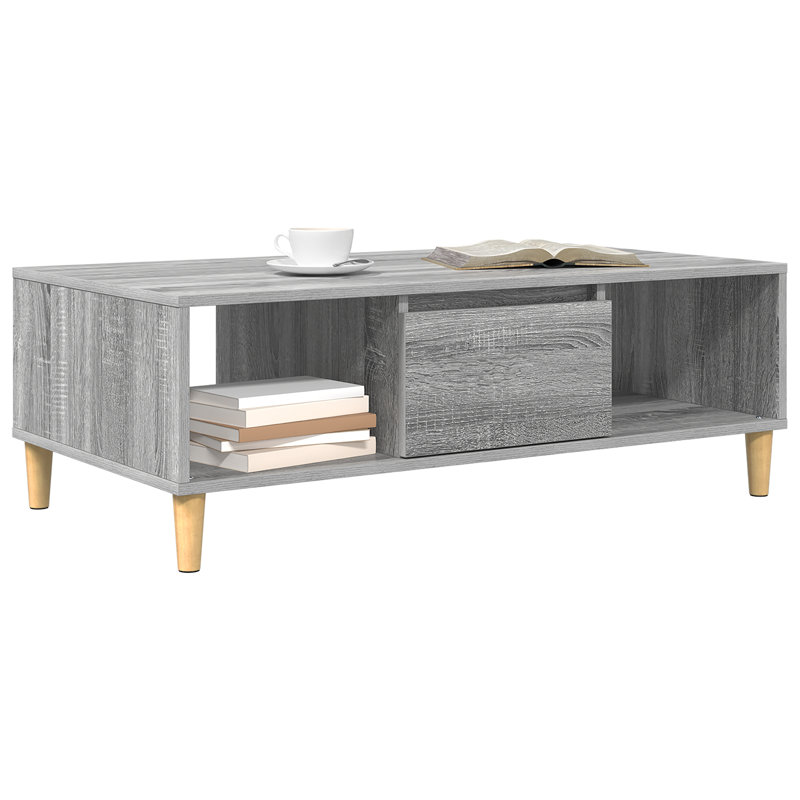 Coffee Table Engineered Wood Tables Living Room Modern Low Contemporary, Grey Sonoma