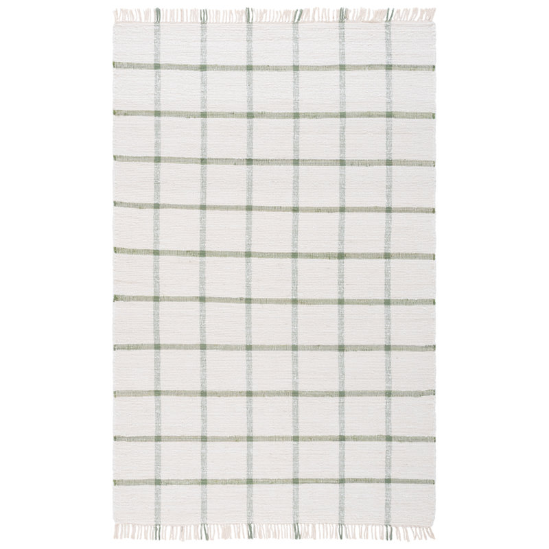 Nuriye Handwoven Recycled Cotton Plaid Rug, Rectangle 5' x 8'