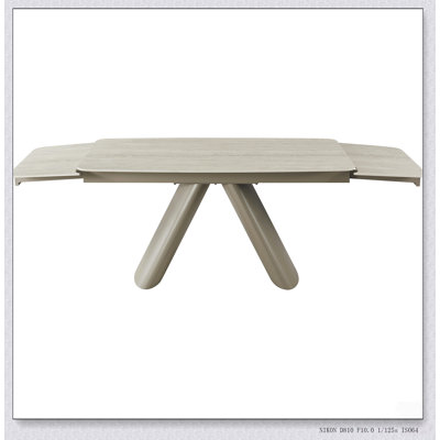 Table de salle à manger extensible en imitation pierre frittée avec plateau résistant à la chaleur et piètement robuste en acier au carbone