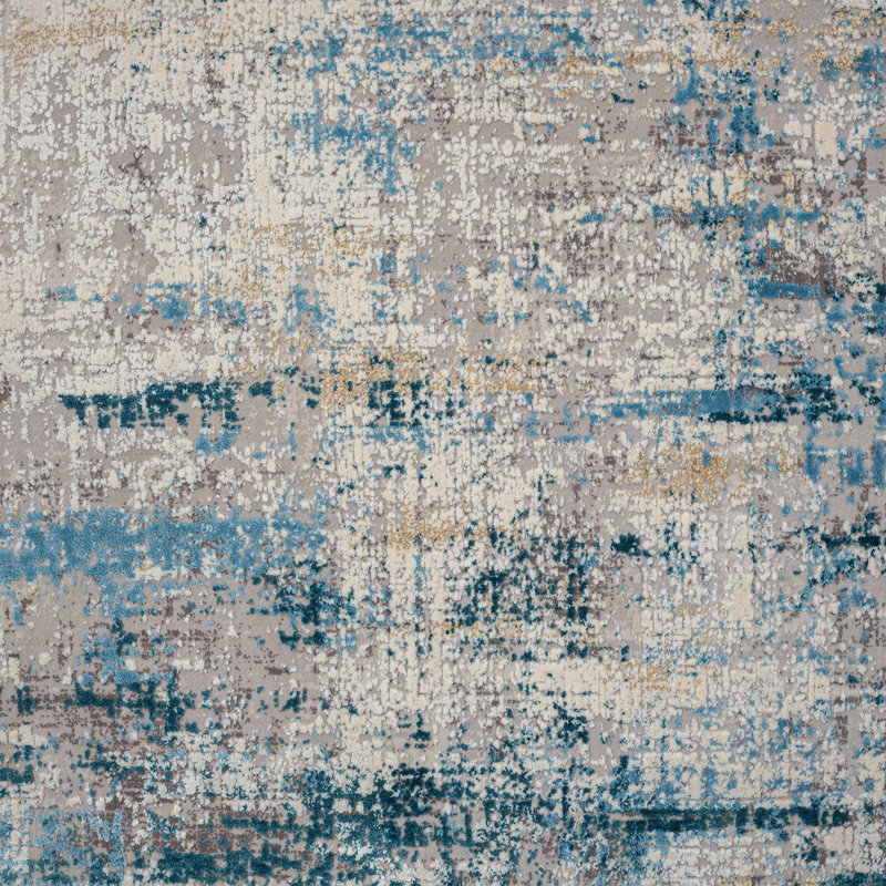 Elian Modern Abstract Two Million Point Gray/Blue Rug with High-Low Texture, Rectangle 7'9" x 9'9"