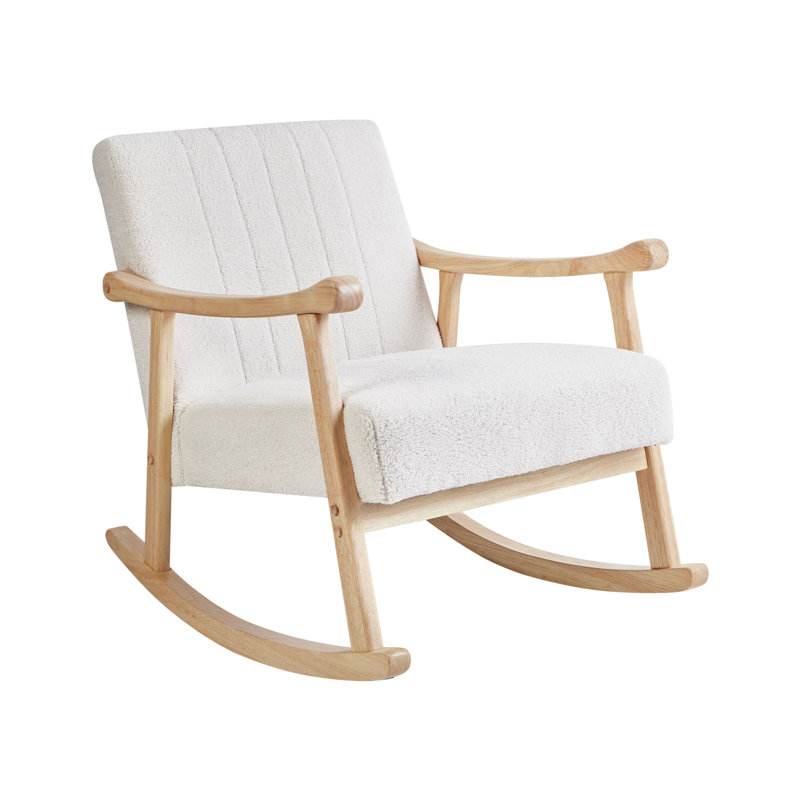 LEKNES Solid Wood Rocking Chair, White Polyester 