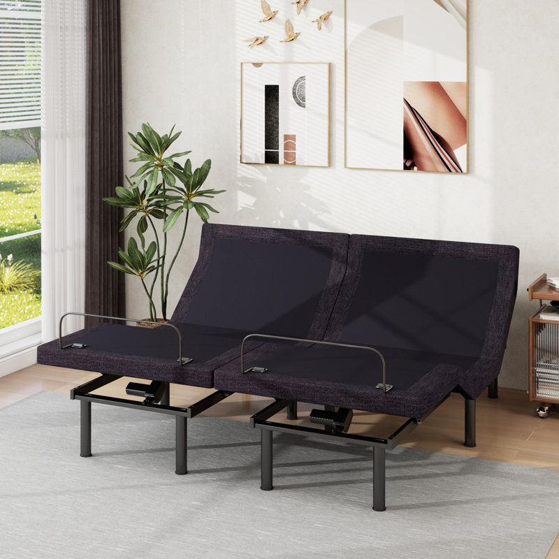 Lit réglable avec massage et télécommande sans fil - Matelas en mousse viscoélastique de 12 po inclus, Très grand, divisé
