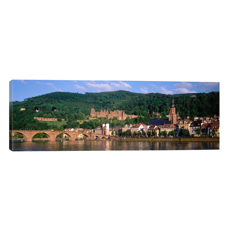 Heidelberg Castle With Altstadt (Old Town) In The Foreground, Baden-Wurttemberg, Germany - No Frame Panoramic Print on Canvas