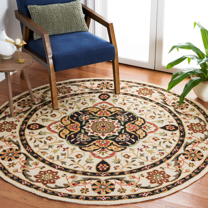 Bryonhall Hand Hooked Performance Oriental Rug, Round 6'