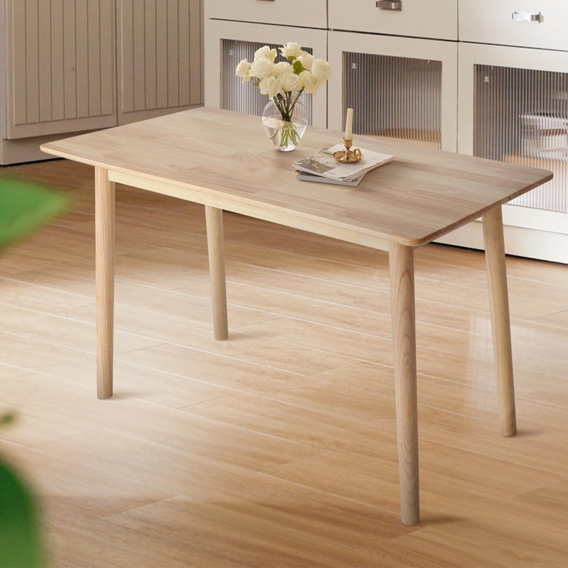 Solid Wood Dining Table Small Rectangle Kitchen Table For Small Spaces, 47" Mid Century Modern Natural Wooden Dinning Tables, Solid Wood Desk Oak Dinner Tables For Dining Room, Kitchen