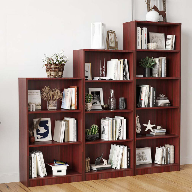 Bibliothèque blanche à 3 tablettes, Acajou