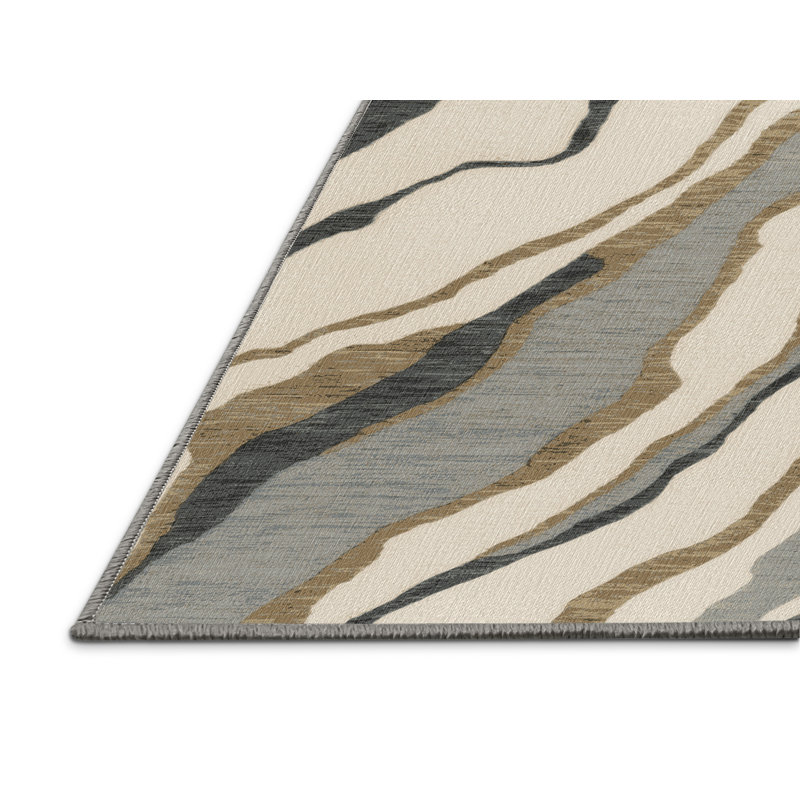Tapis gris lavable à la machine, Rectangulaire 3 pi x 5 pi