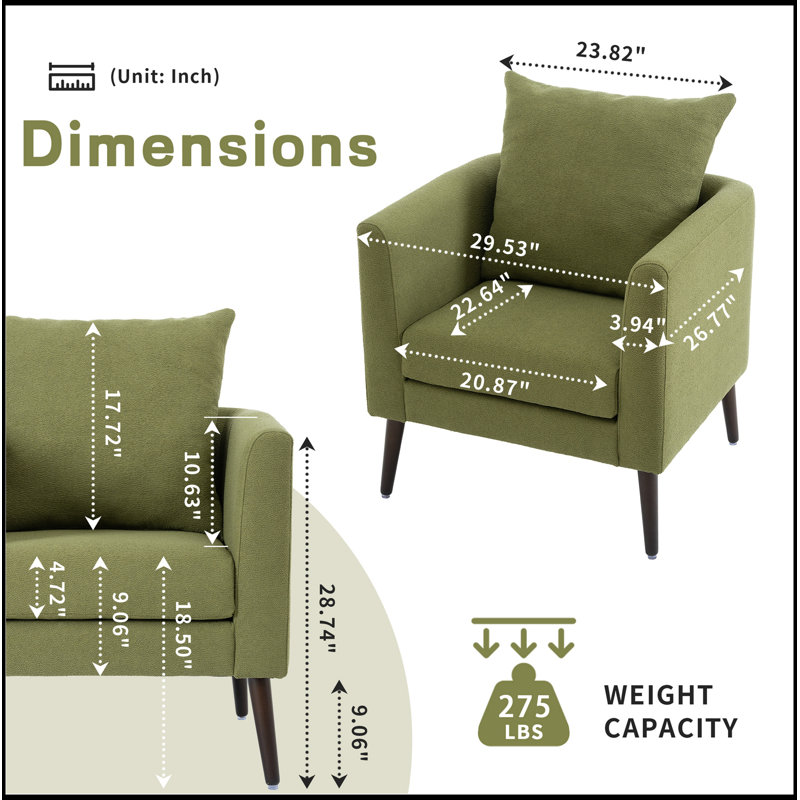 Comfortable Mid Century Armchair for Various Rooms, Enhancing Interior Style, Olive Green