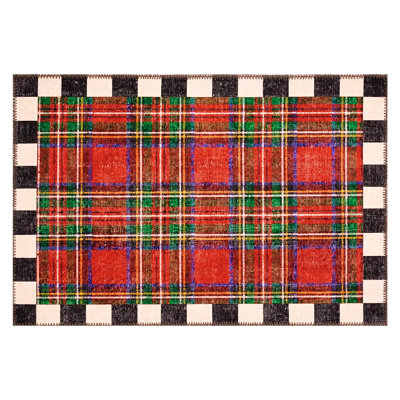 Royal Stewart Tartan Red Washable Rug