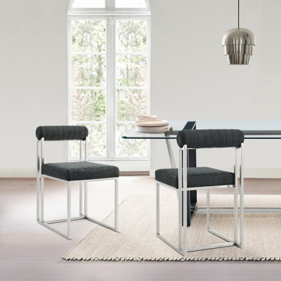 Chaise de salle à manger sans accoudoirs avec dossier bas et structure en métal Mirosava