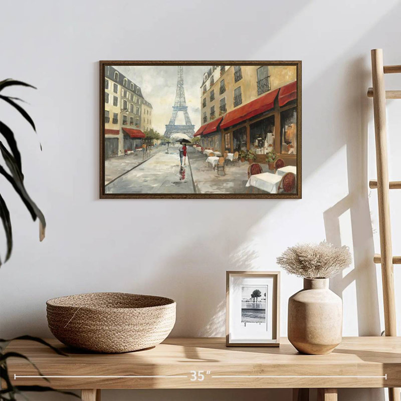Le matin à Paris, 19 po x 13 po, Cadre flottant en noyer