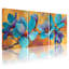 Plantes et fleurs, fleurs de magnolia bleu sur fond doré, ensemble de 3 impressions sur toile-88150344