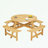 Outdoor Round Picnic Table Set with 4 Built-in Benches and Umbrella Hole-2020630380