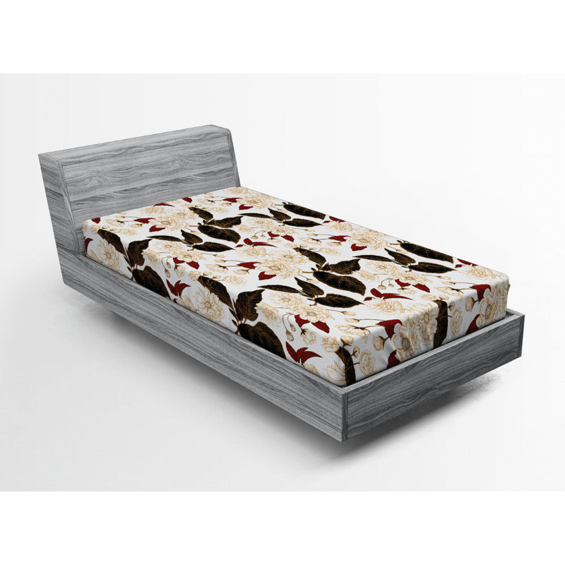 Microfiber Floral Fitted Sheet, Twin Fitted Sheet