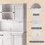 Garde-manger de 67 po de hauteur avec tablette pour micro-ondes, tiroir, armoire de rangement, support à vin, porte-gobelet, tablettes réglables et ensemble anti-basculement