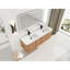 Lavabo de salle de bain mural 60 po en résine blanche, 4 portes à fermeture douce, fabrication en contreplaqué, chêne imitation. Utilisation silencieuse, coins d'armoire arrondis montés en captivité.