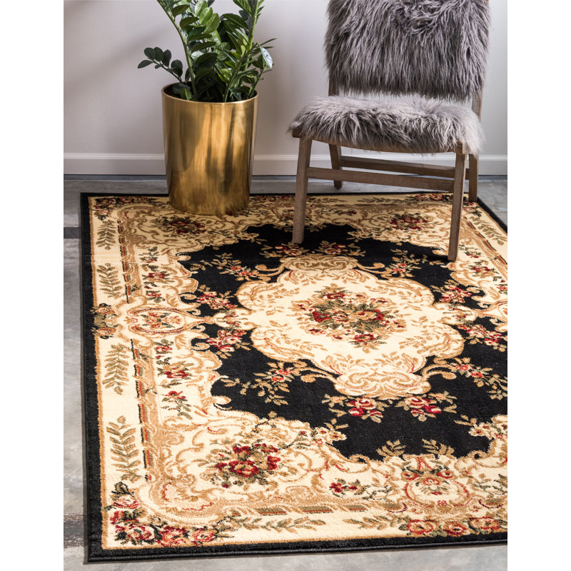 Aracelia Oriental Indoor Rug, Rectangle 4'1" x 6'1", Black