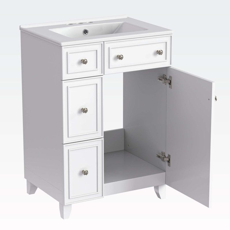 Stillas 24'' Bathroom Vanity with Ceramic Top, White